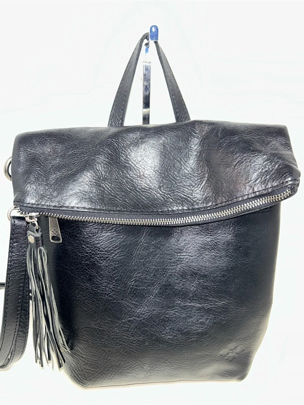Patricia Nash Luzille Convertible Black Leather Backpack Crossbody Shoulder Bag